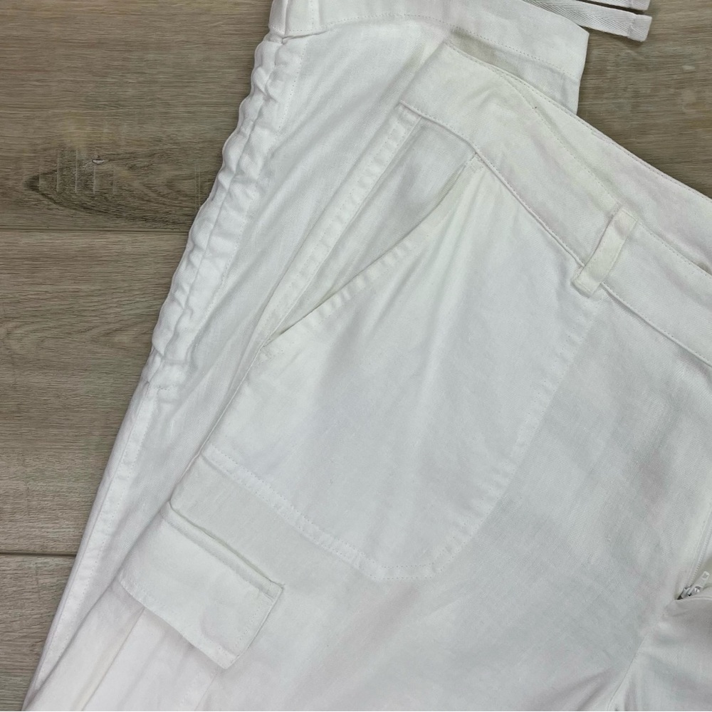Lauren Ralph Lauren Linen Blend High Rise Pants White Adjustable Length Size 14 - Picture 8 of 11